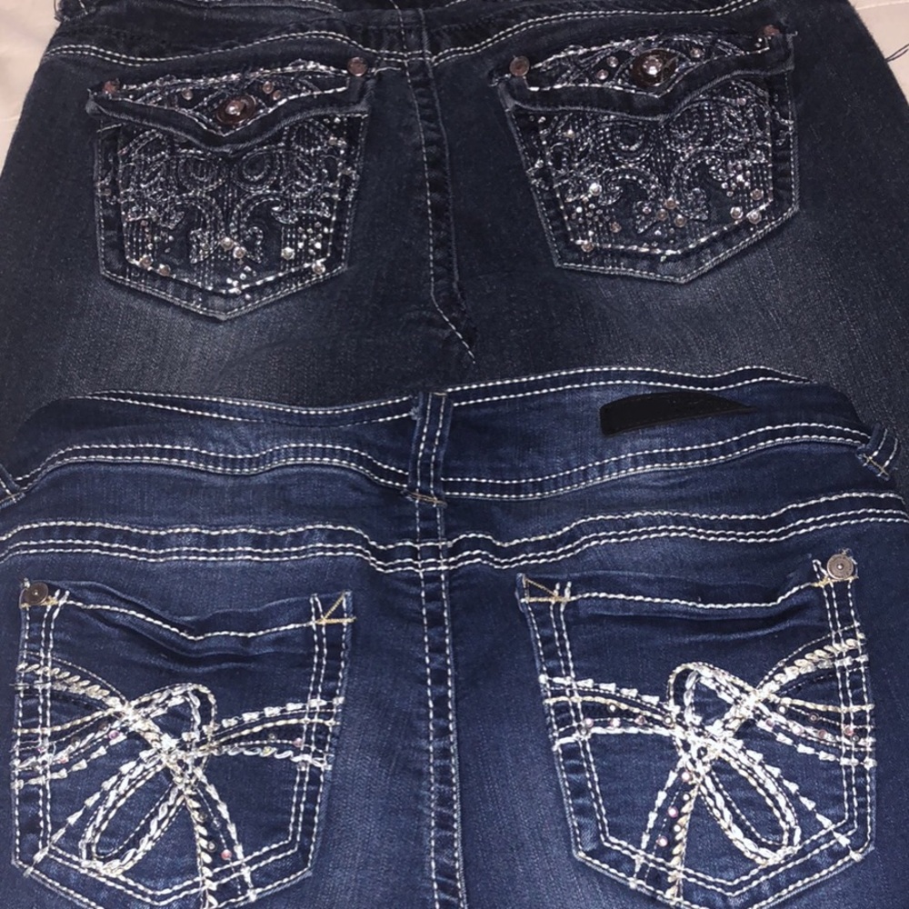 Two pairs Wallflower jeans with bling